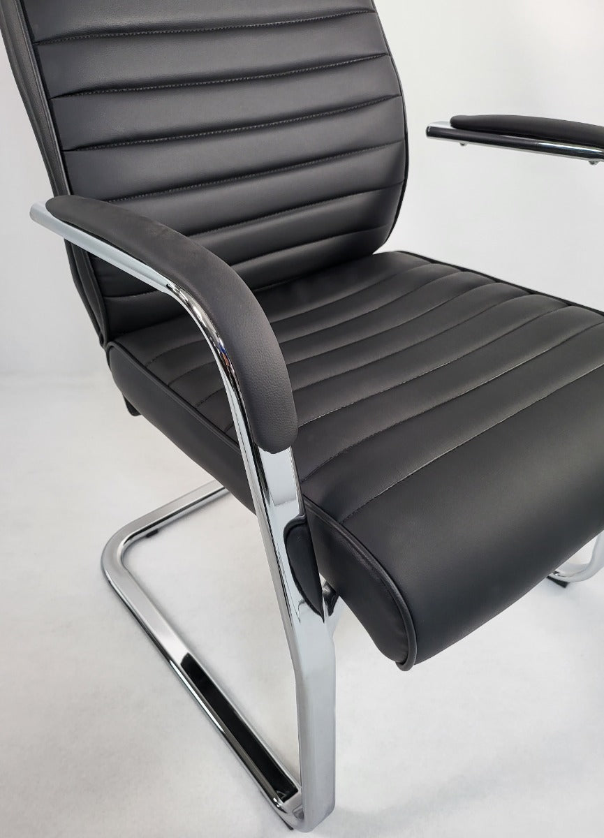 Modern Executive Black Leather Cantilever Visitors Chair - 908B
